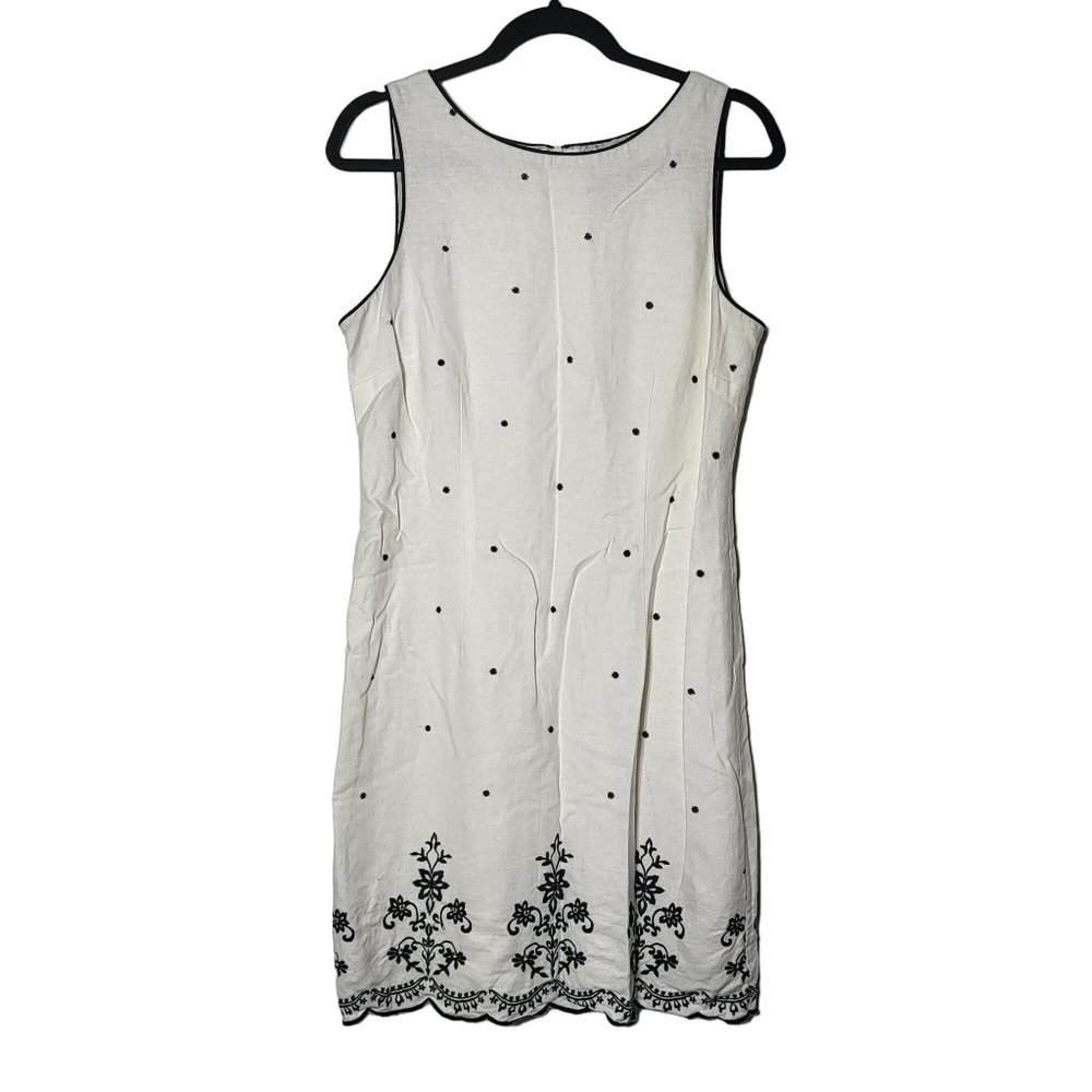 Sheri Martin White and Black Embroidered Dress